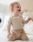 Comfy baby long sleeve bodysuit - Oat stripes Lummi in Colour Babywear