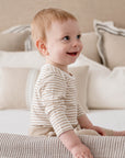 Comfy baby long sleeve bodysuit - Oat stripes Lummi in Colour Babywear