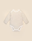 Comfy baby long sleeve bodysuit - Oat stripes Lummi in Colour Babywear
