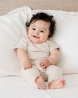 Comfy baby short sleeve bodysuit - Oat stripes Lummi in Colour Babywear