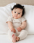 Comfy baby short sleeve bodysuit - Oat stripes Lummi in Colour Babywear