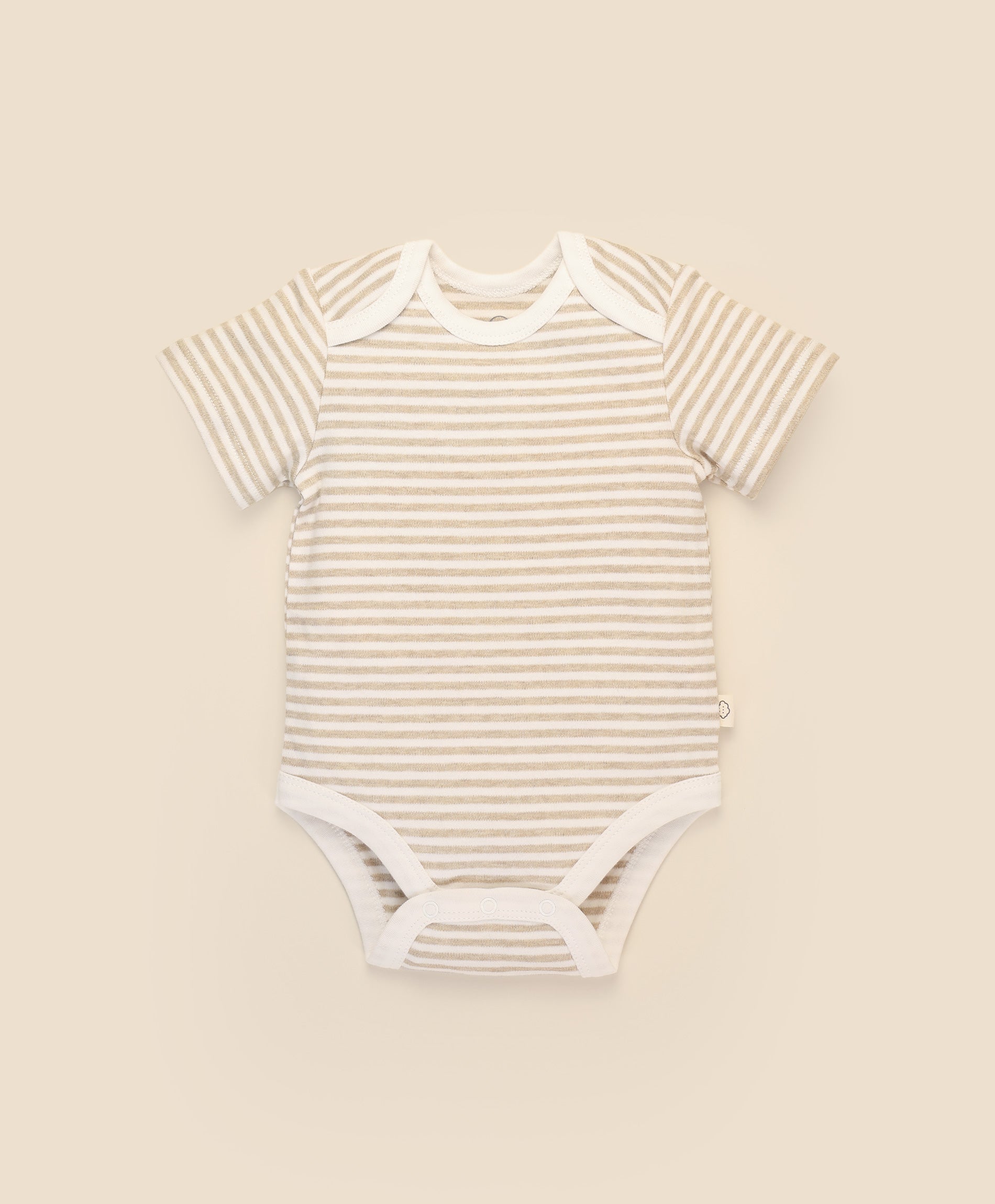 Comfy baby short sleeve bodysuit - Oat stripes Lummi in Colour Babywear