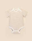 Comfy baby short sleeve bodysuit - Oat stripes Lummi in Colour Babywear