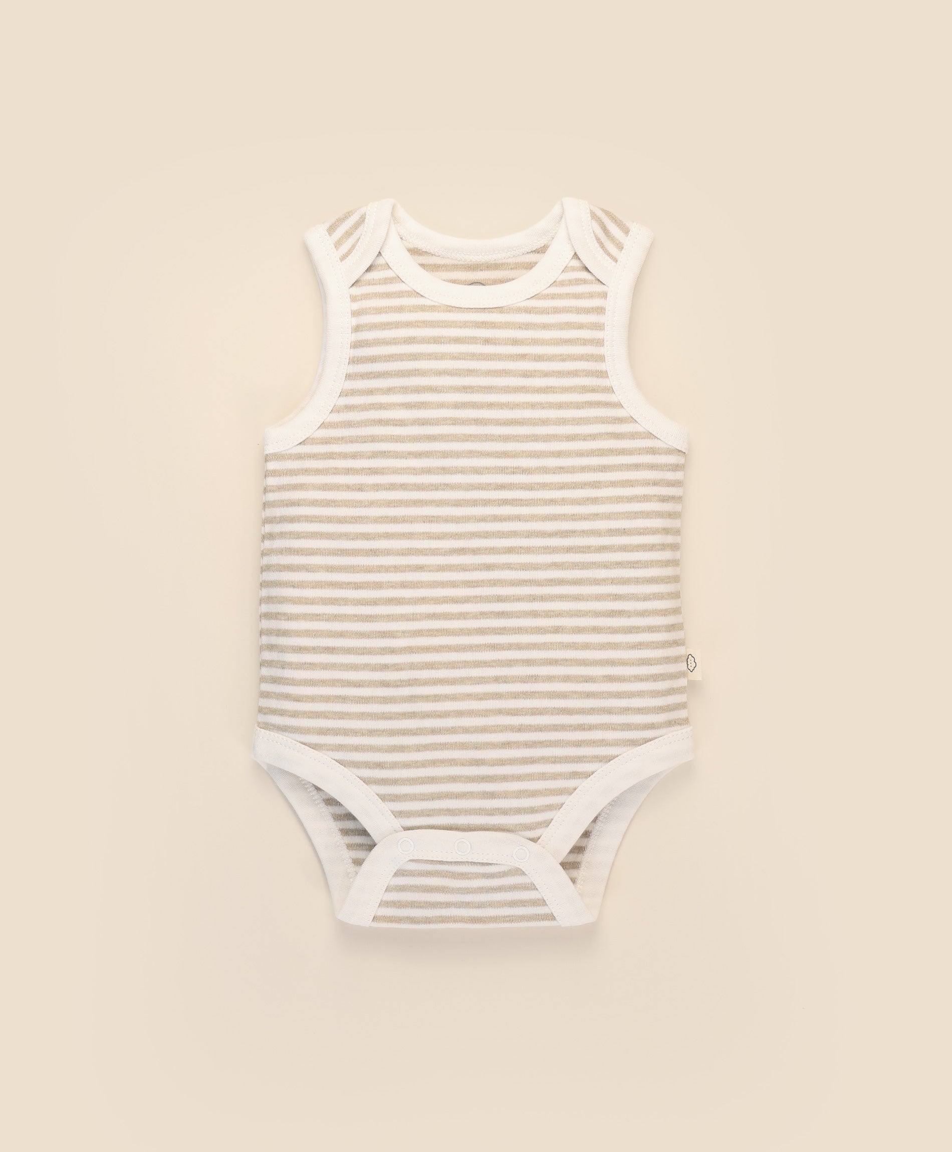Comfy baby singlet bodysuit - Oat stripes Lummi in Colour Babywear