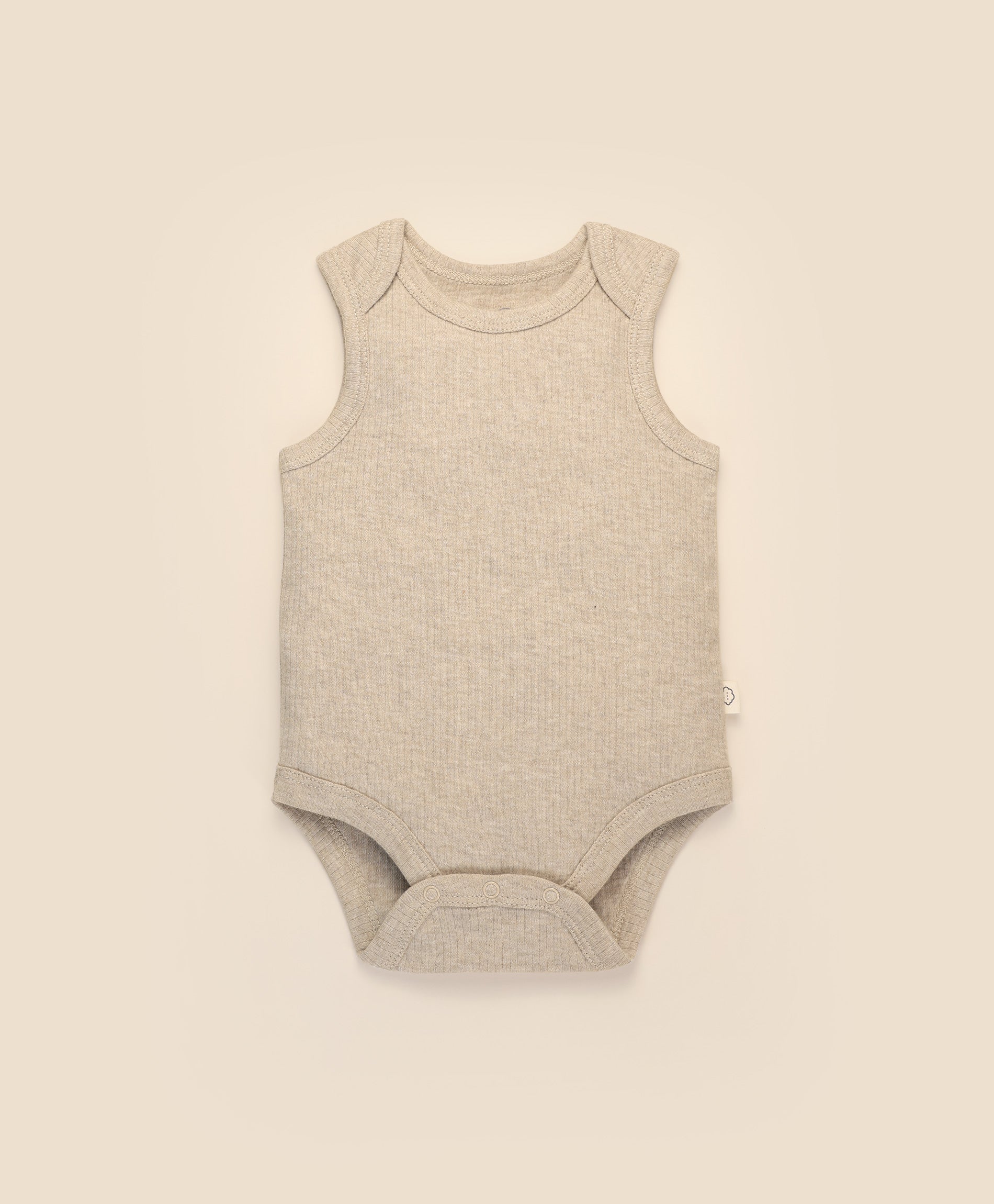Comfy baby singlet bodysuit - Heather oat Lummi in Colour Babywear