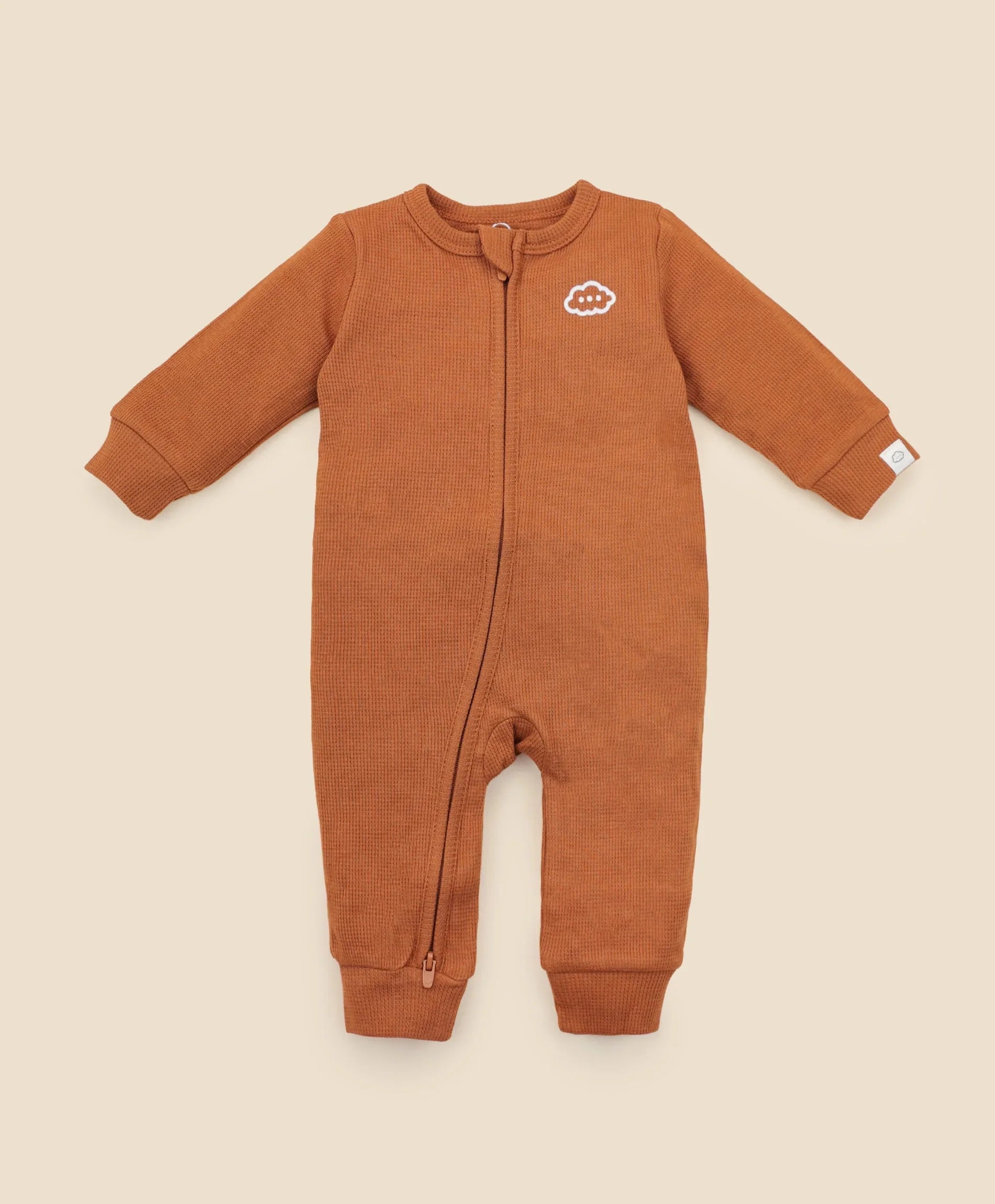 Organic Cotton Waffle Growsuit - Ginger – Lūmmi in Colour Babywear