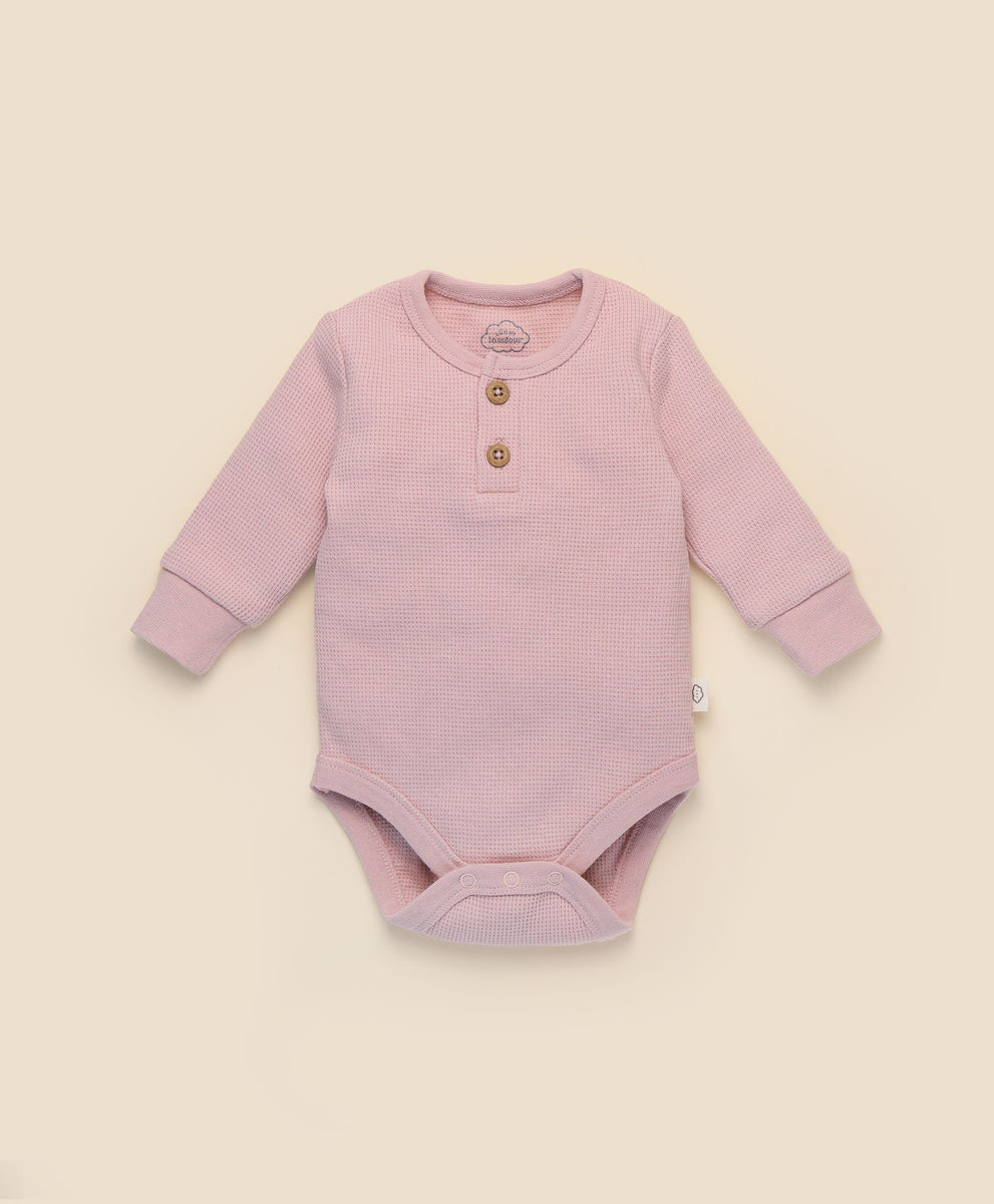 Waffle Long Sleeve Baby Bodysuit Lavender L mmi in Colour Babywear