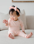 Comfy Baby Long Sleeve Bodysuit - Heather Pink stripes Lūmmi in Colour™ Babywear