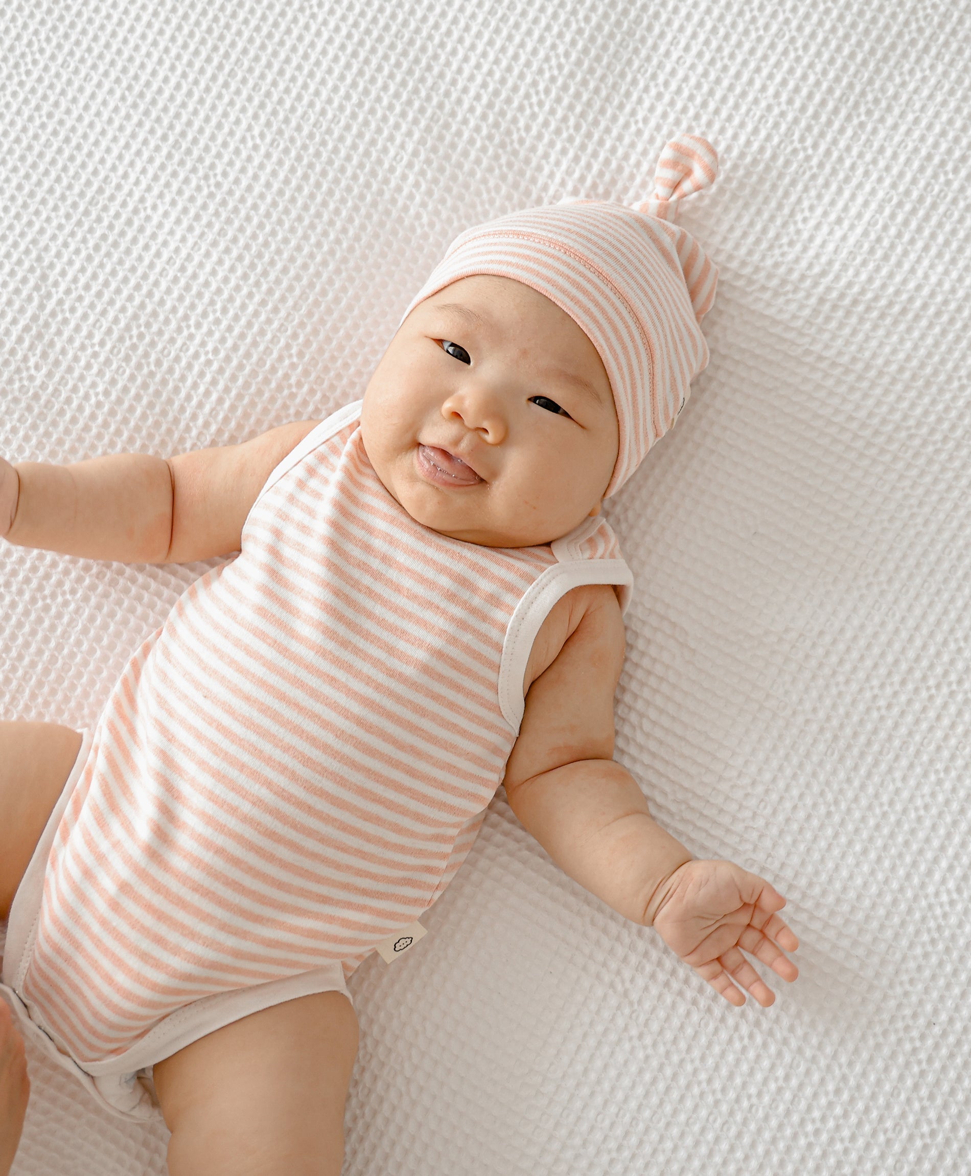 Comfy Baby Singlet Bodysuit - Heather Pink stripes Lūmmi in Colour™ Babywear