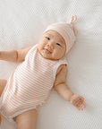 Comfy Baby Singlet Bodysuit - Heather Pink stripes Lūmmi in Colour™ Babywear
