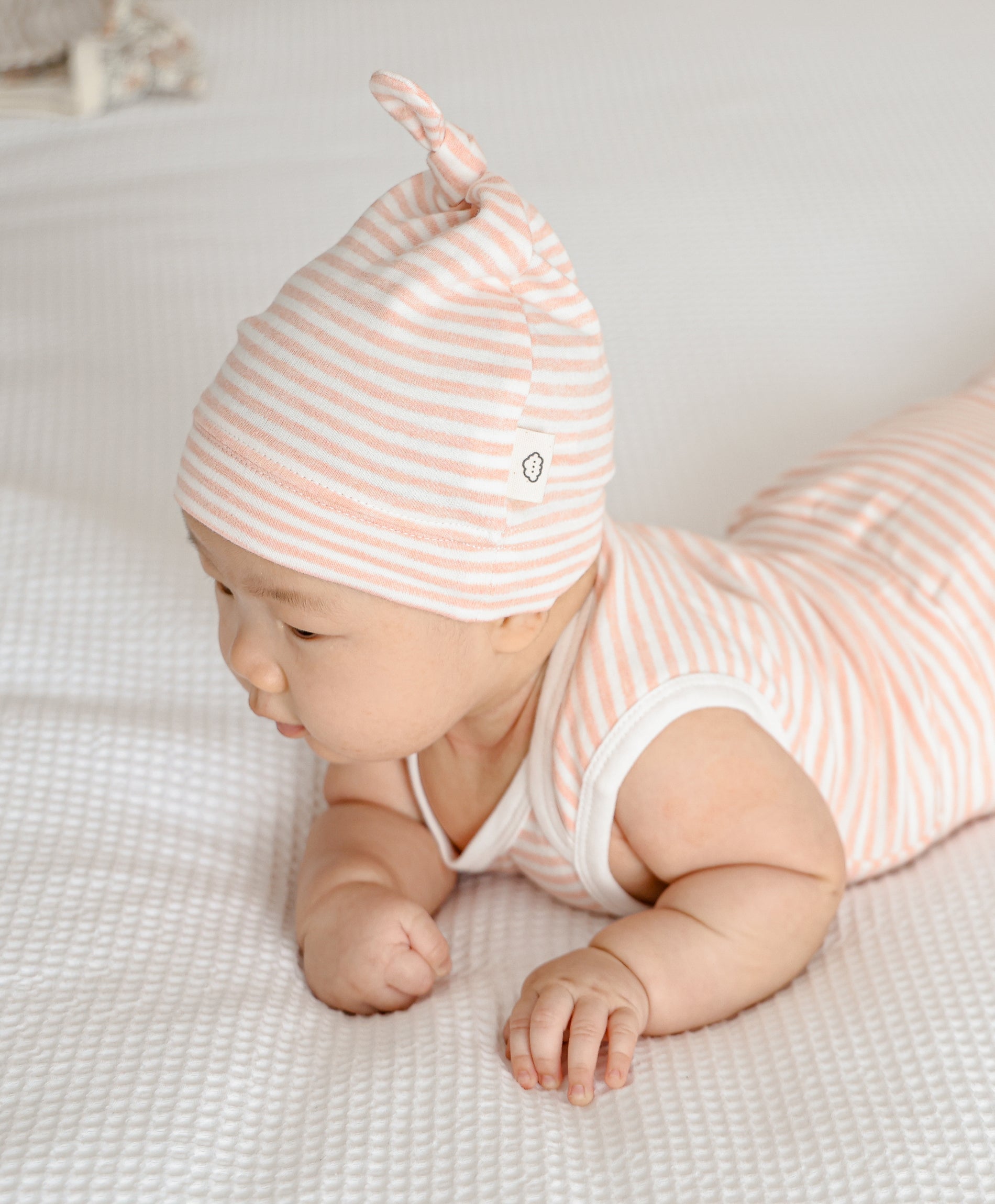Comfy Beanie - Heather Pink stripes Lūmmi in Colour™ Babywear