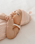 Comfy Beanie - Heather Pink stripes Lūmmi in Colour™ Babywear
