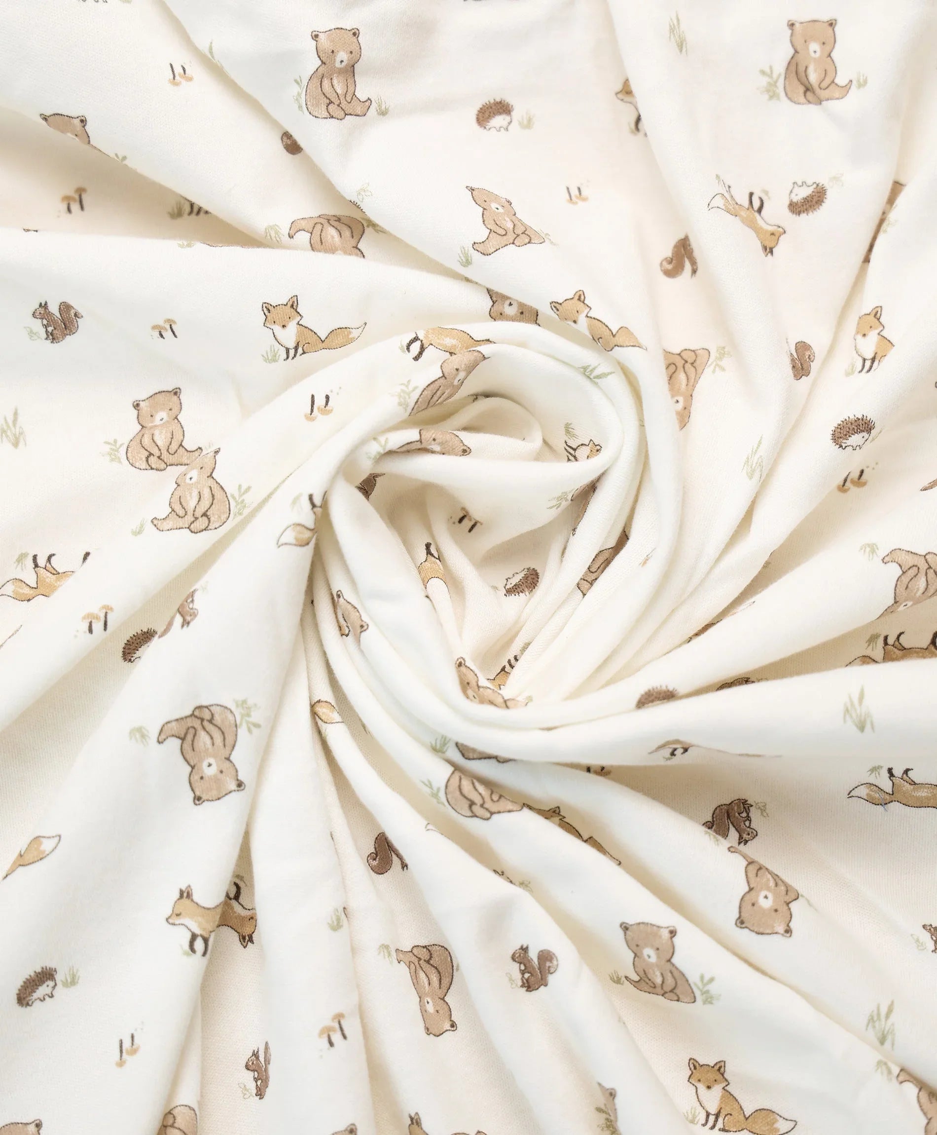 Soft organic cotton baby blanket in cream with bear print for newborn