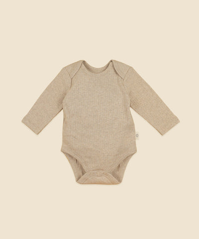 Comfy Baby Long Sleeve Bodysuit - Heather Beige Lūmmi in Colour™ Babywear