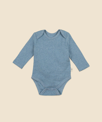 Comfy Baby Long Sleeve Bodysuit - Heather Blue Lūmmi in Colour™ Babywear