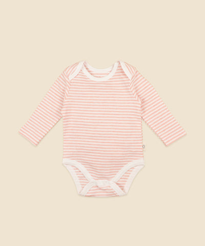 Comfy Baby Long Sleeve Bodysuit - Heather Pink stripes Lūmmi in Colour™ Babywear