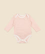 Comfy Baby Long Sleeve Bodysuit - Heather Pink stripes Lūmmi in Colour™ Babywear