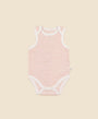 Comfy Baby Singlet Bodysuit - Heather Pink stripes Lūmmi in Colour™ Babywear