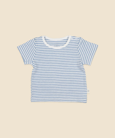 Comfy Baby T-Shirt - Heather Blue stripes Lūmmi in Colour™ Babywear