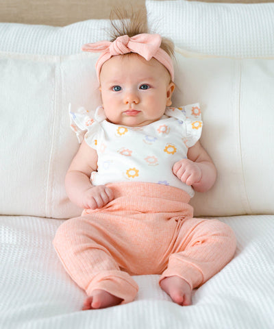 Flutter Sleeve Baby Bodysuit - Colourful flowers Lūmmi in Colour™ Babywear