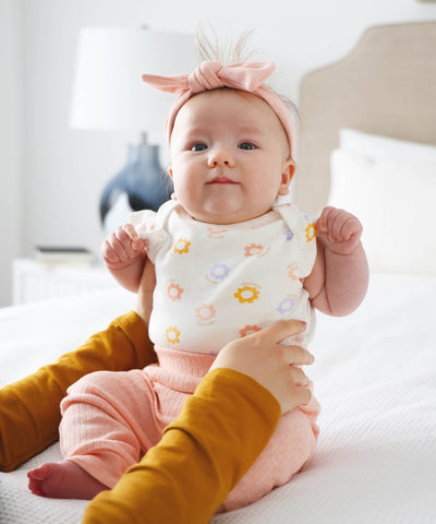 Flutter Sleeve Baby Bodysuit - Colourful flowers Lūmmi in Colour™ Babywear