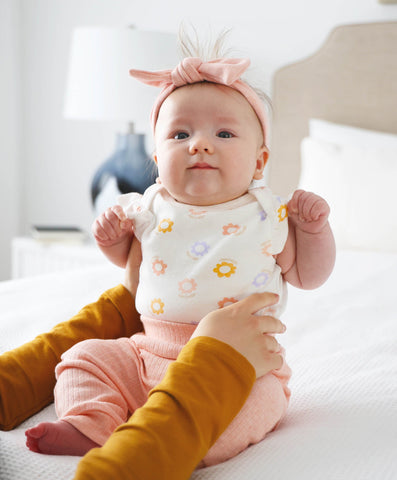 Flutter Sleeve Baby Bodysuit - Colourful flowers Lūmmi in Colour™ Babywear