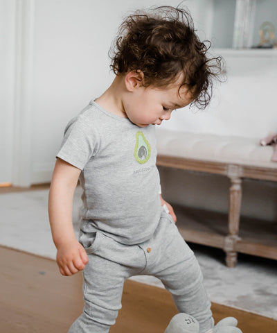 Heather Grey Baby T-Shirt - Chenille avocado Lūmmi in Colour™ Babywear