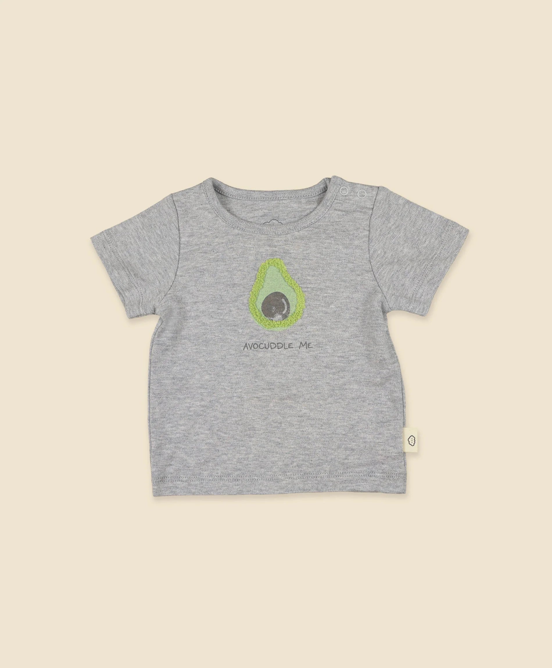 Heather Grey Baby T-Shirt - Chenille avocado Lūmmi in Colour™ Babywear