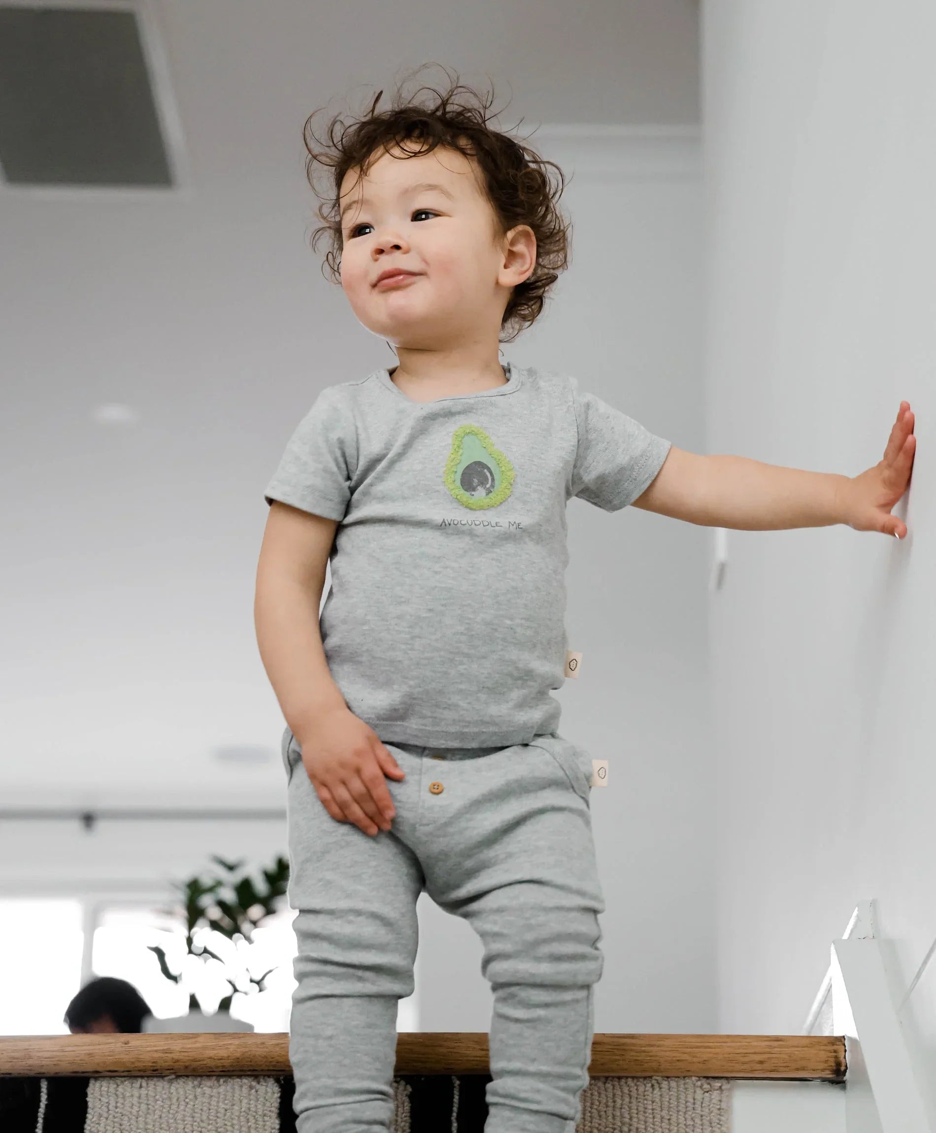Heather Grey Baby T-Shirt - Chenille avocado Lūmmi in Colour™ Babywear