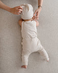 Comfy baby singlet bodysuit - Oat stripes