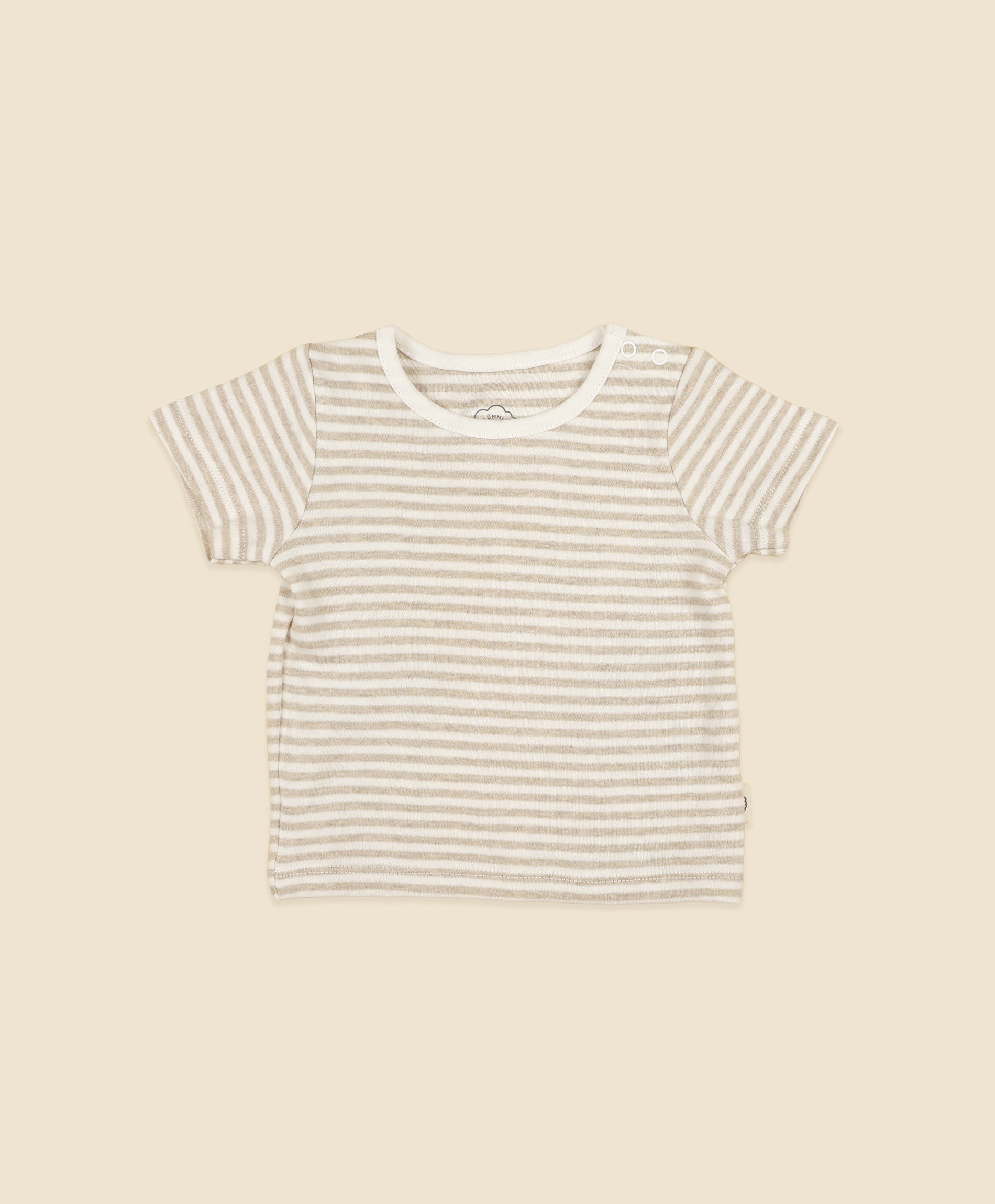 Comfy Baby T-Shirt - Heather Beige stripes