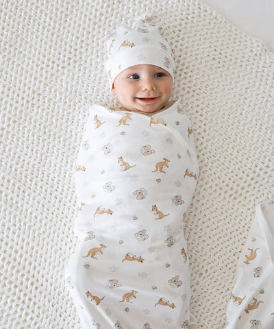 Baby swaddle wrap - Kangaroo & Koala Lummi in Colour Babywear