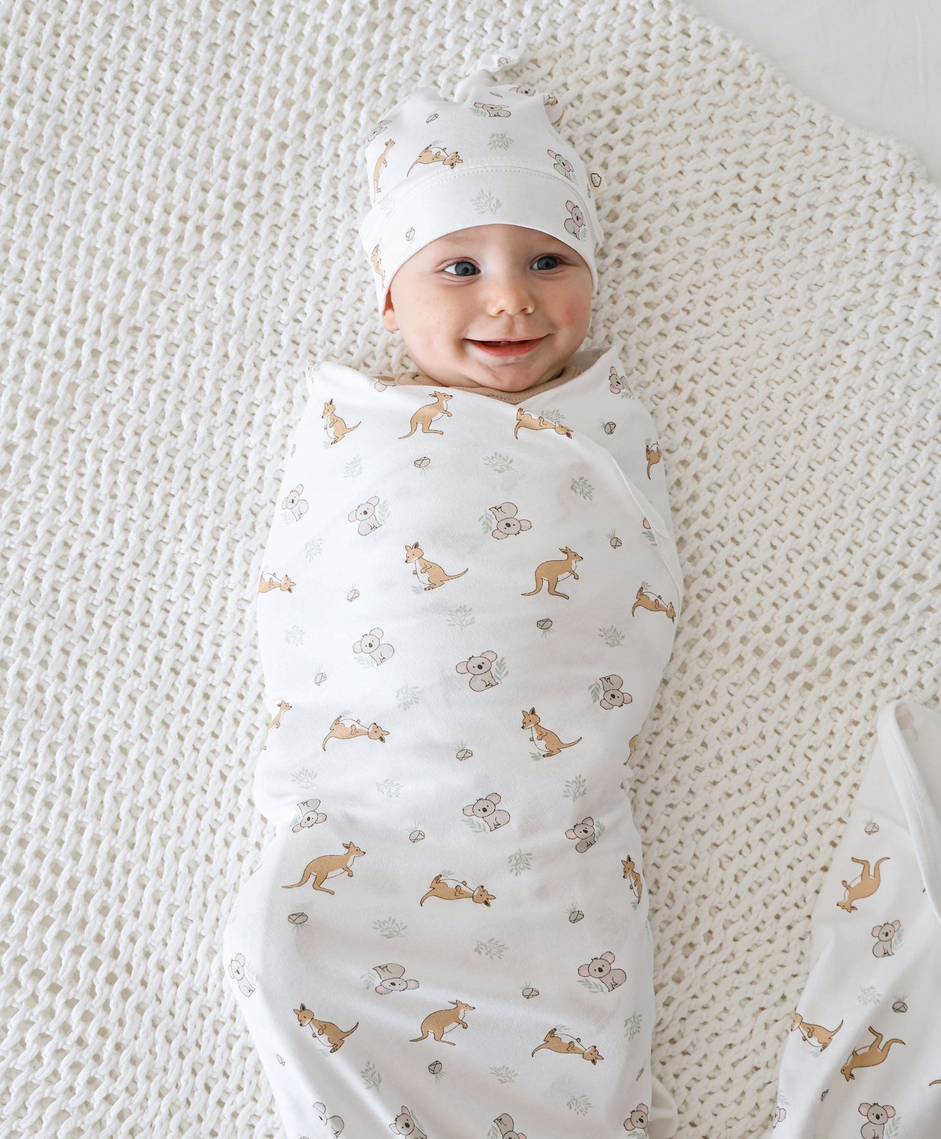 Baby swaddle wrap - Kangaroo &amp; Koala Lummi in Colour Babywear