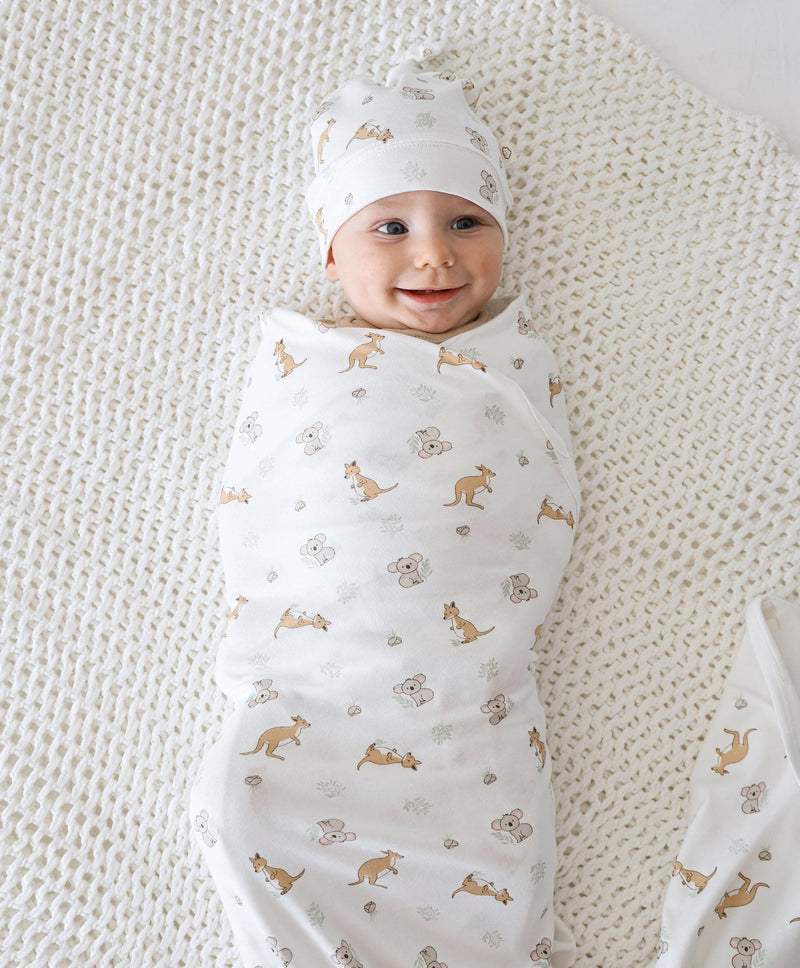 Baby swaddle wrap - Kangaroo & Koala Lummi in Colour Babywear