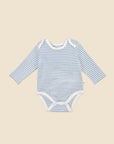 Comfy Baby Long Sleeve Bodysuit - Heather Blue stripes