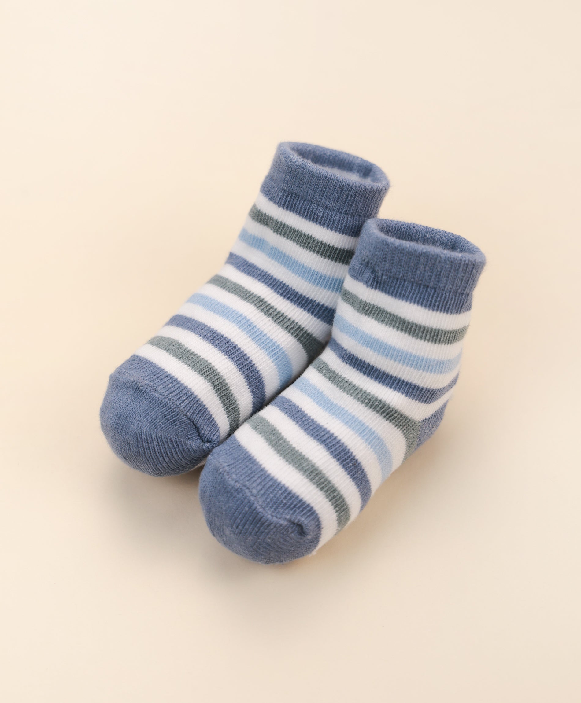 Baby Socks - Blue &amp; green stripes