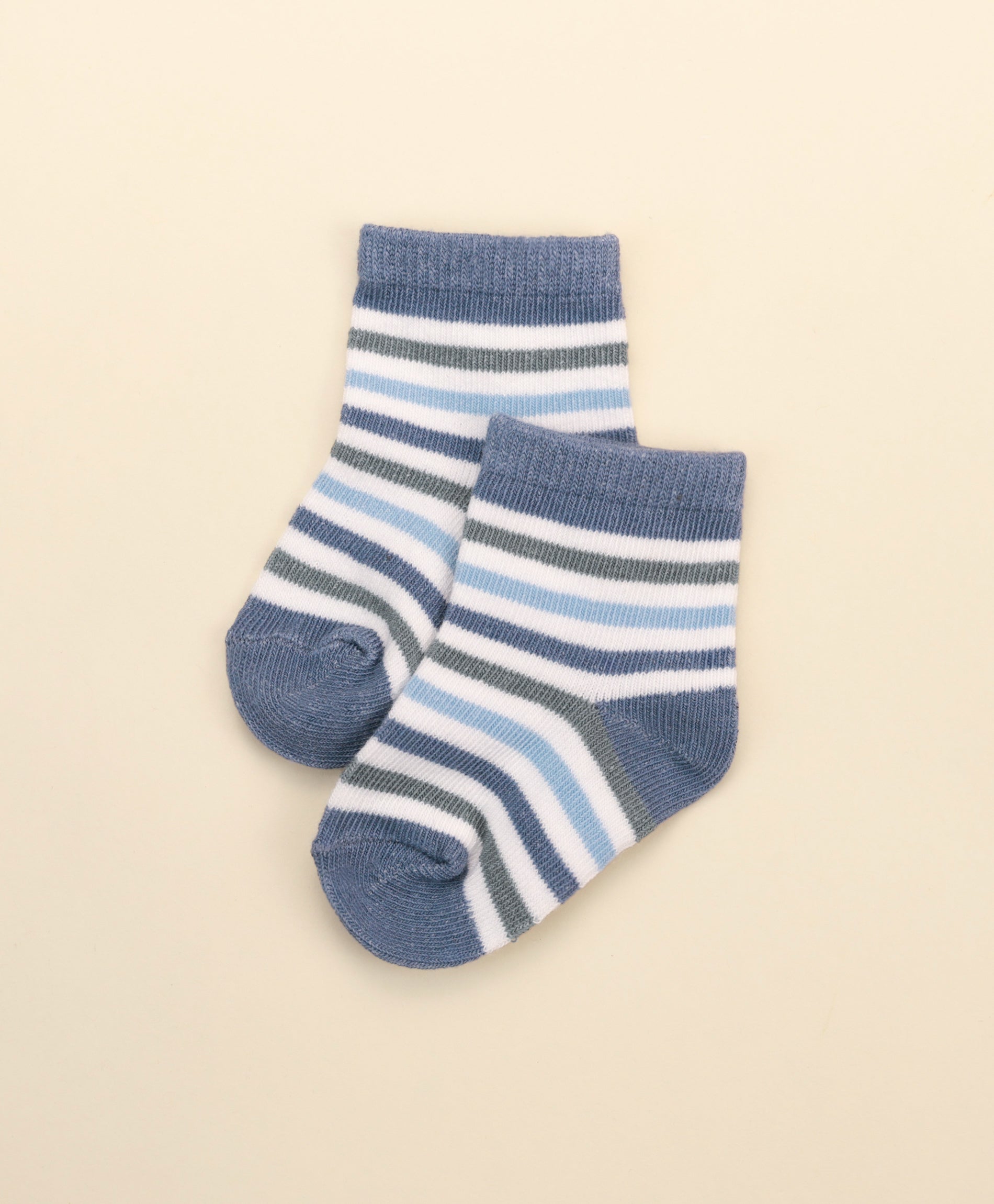 Baby Socks - Blue &amp; green stripes Lummi in Colour Babywear