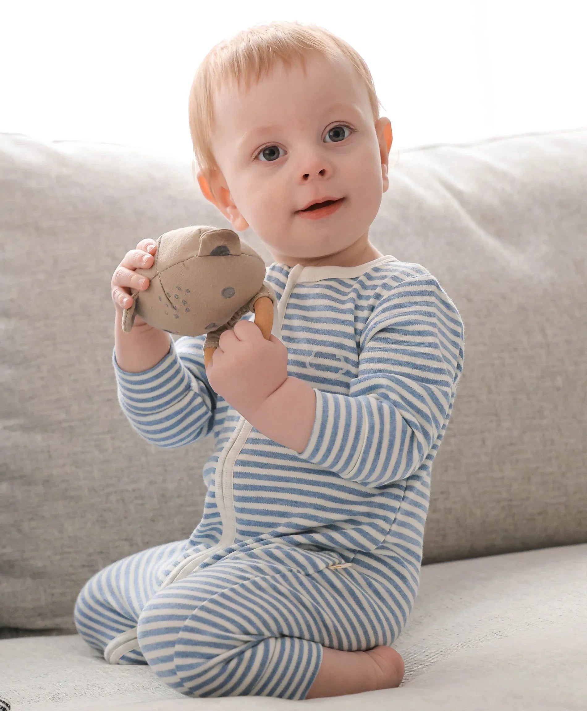 Comfy Baby Zip Growsuit - Blue stripes Lummi in Colour Babywear