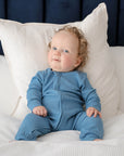 Comfy Baby Zip Growsuit - Heather Blue