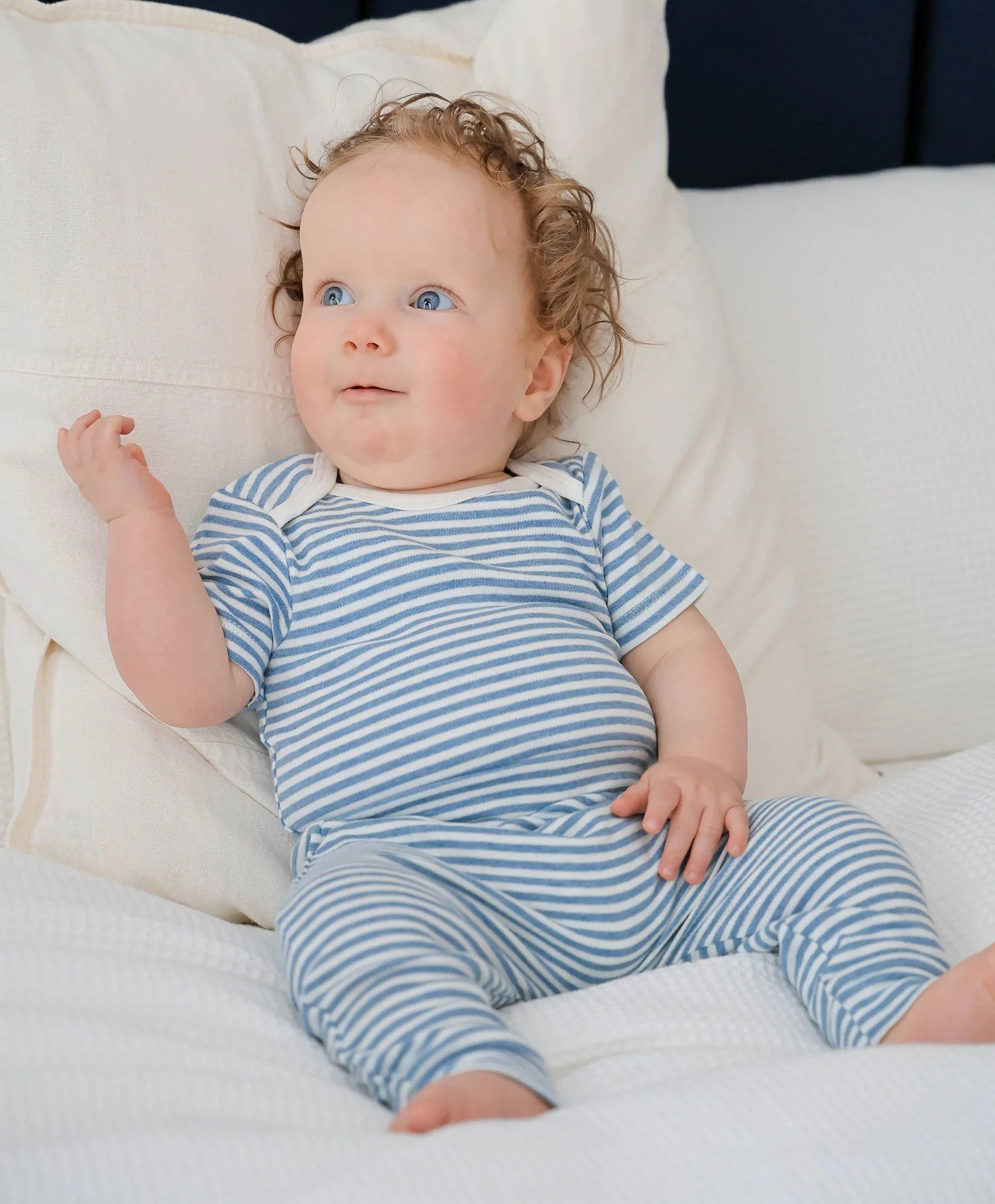 Comfy Baby Leggings - Blue stripes Lummi in Colour Babywear