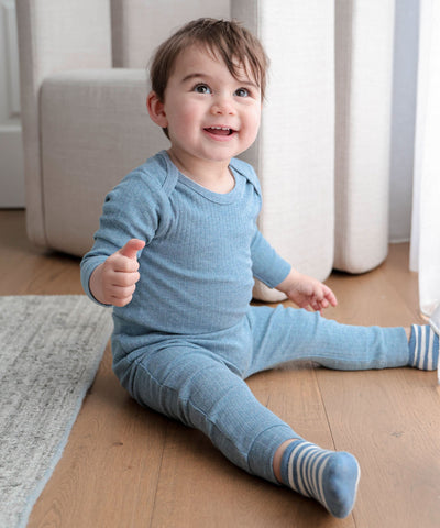 Comfy Baby Leggings - Heather Blue Lūmmi in Colour™ Babywear