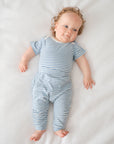 Comfy baby short sleeve bodysuit - Blue stripes