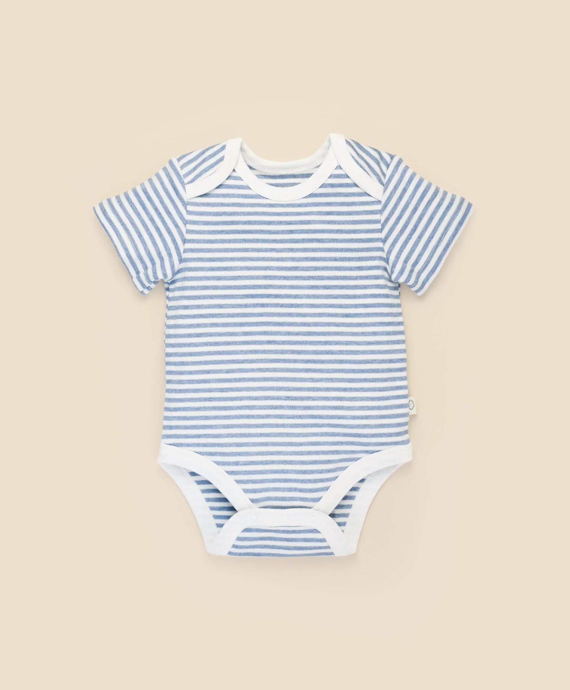 Comfy baby short sleeve bodysuit - Blue stripes Lummi in Colour Babywear