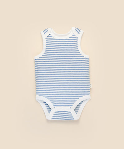 Comfy baby singlet bodysuit - Blue stripes Lummi in Colour Babywear