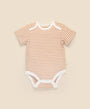 Comfy baby short sleeve bodysuit - Caramel stripes Lummi in Colour Babywear