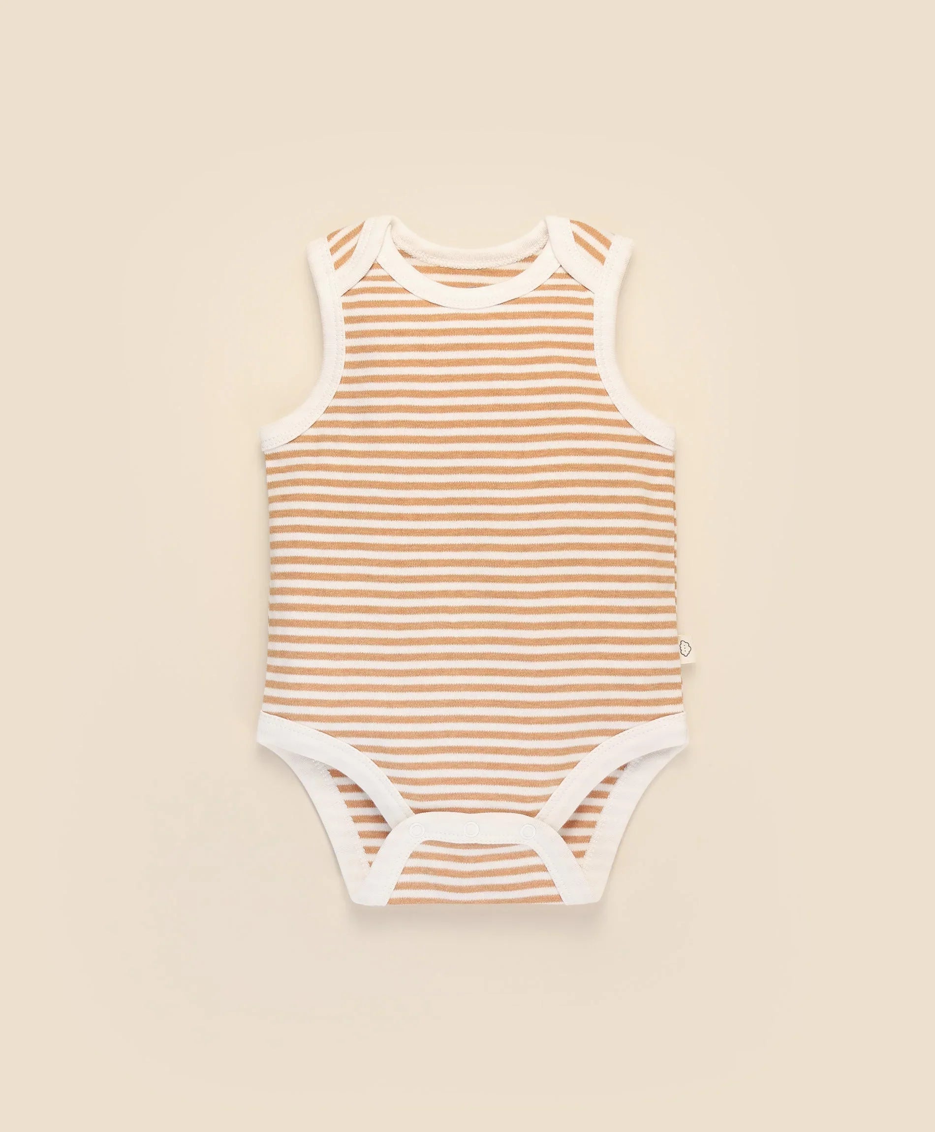 Comfy baby singlet bodysuit - Caramel stripes Lummi in Colour Babywear