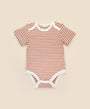 Comfy baby short sleeve bodysuit - Chestnut stripes Lummi in Colour Babywear