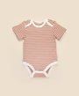 Comfy baby short sleeve bodysuit - Chestnut stripes Lummi in Colour Babywear