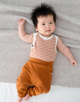 Comfy baby singlet bodysuit - Chestnut stripes