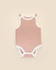 Comfy baby singlet bodysuit - Chestnut stripes